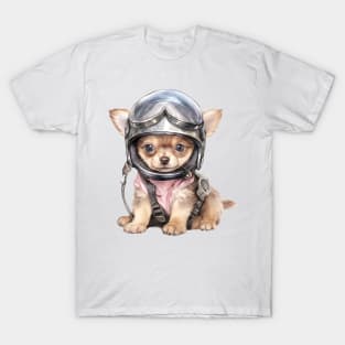 Chihuahua Dog in Helmet T-Shirt